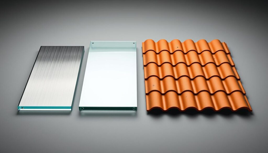 Materialvergleich Metall Kunststoff VSG Ziegel